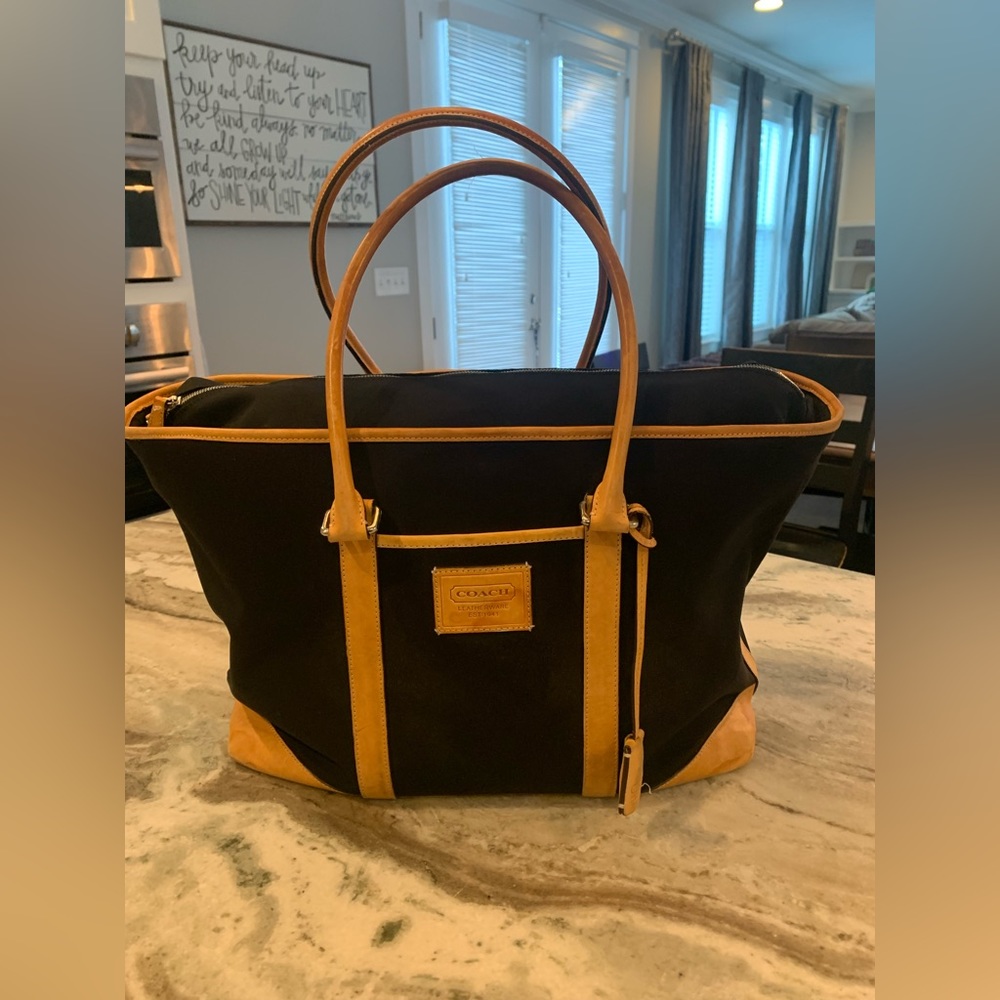 vintage Coach 2003 canvas and leather large tote